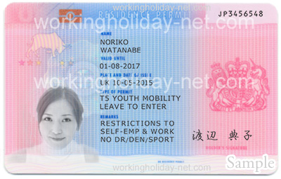 Biometric Residence Permit (Youth Mobility Scheme VISA) 