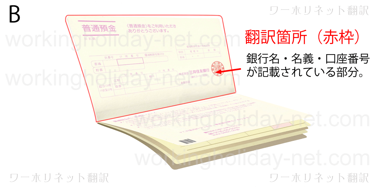 YMSビザ申請に必要な翻訳部分 Bパターン